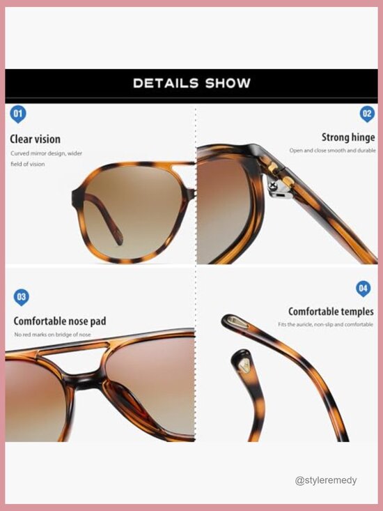 Retro Polarized Aviator Sunglasses Classic 70s Vintage Square Frame main image 5